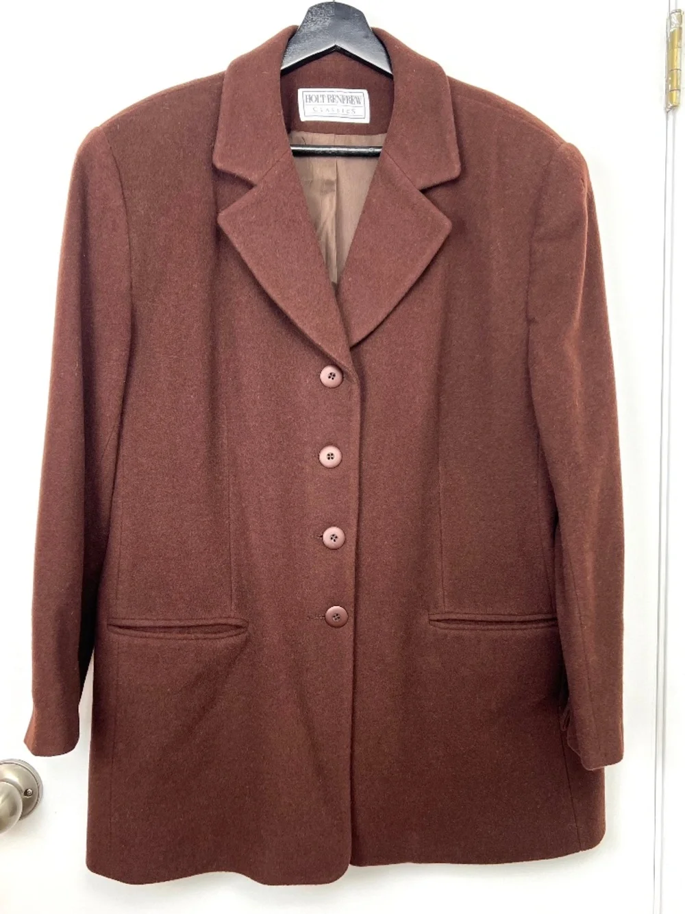 Vintage Holt Renfrew Wool Cashmere Women's Blazer Jacket V14 US 12 Brown Autumn